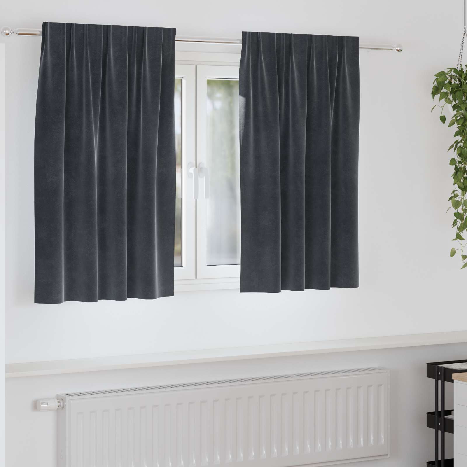 vidaXL Verdunkelungsvorhänge 2 pcs Dunkelgrau 140 x 140 cm Samt