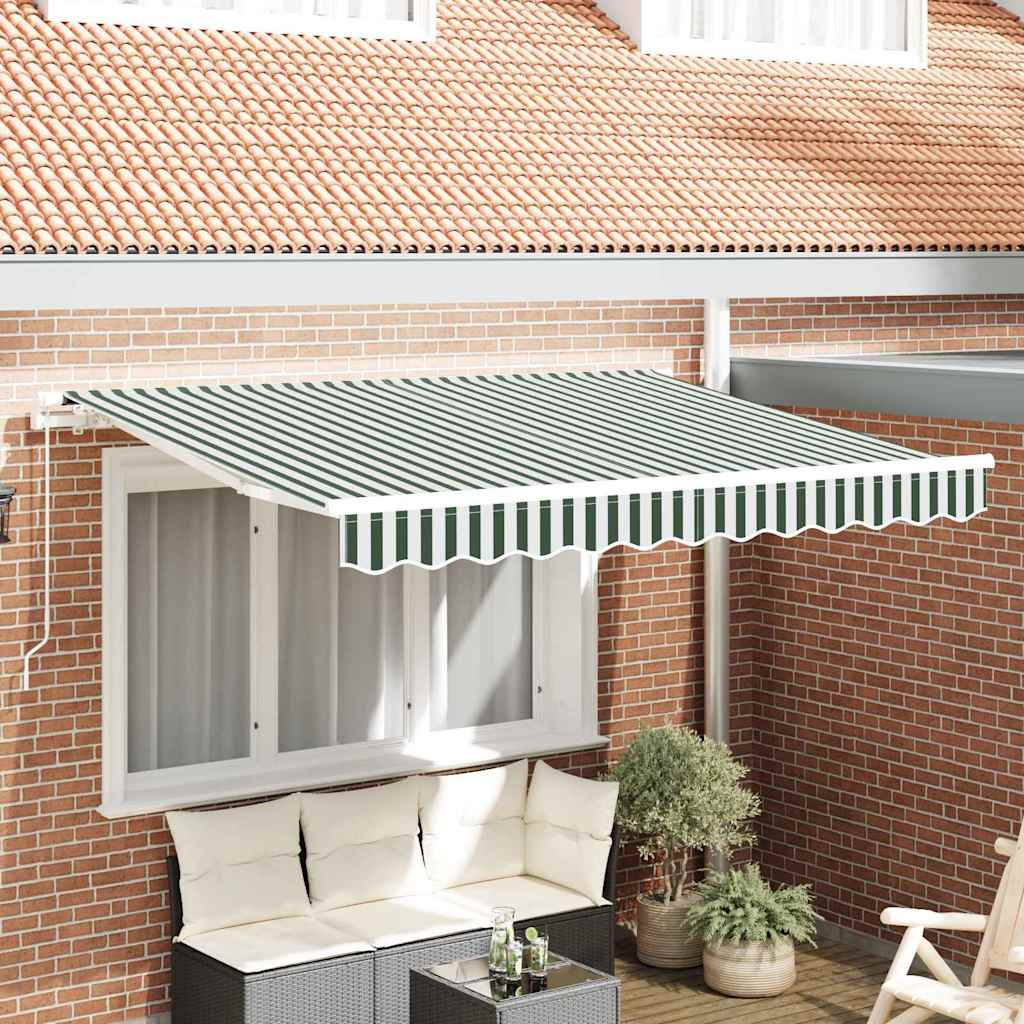 vidaXL Markisenersatzstoff Grün und Weiß 330 x 245 cm Polyester