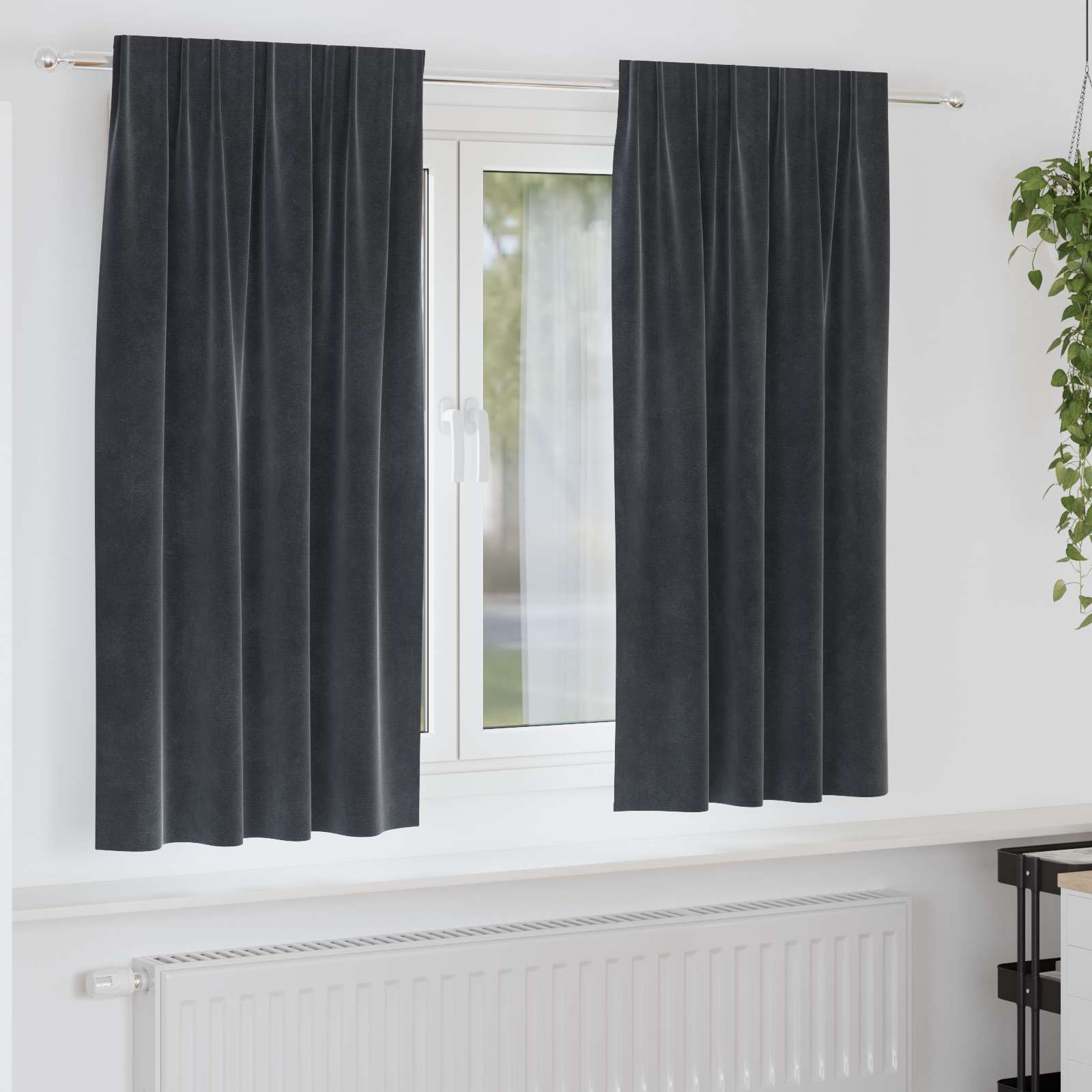 vidaXL Verdunkelungsvorhänge 2 pcs Dunkelgrau 140 x 175 cm Samt