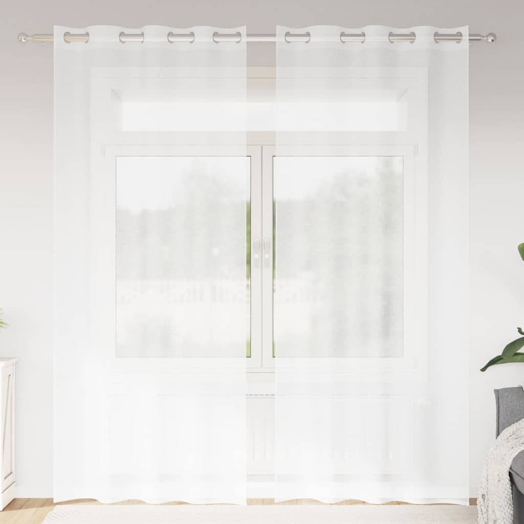 vidaXL Voile-Vorhang mit Vorhängen 2 pcs Weiß 245 x 140 cm Polyester