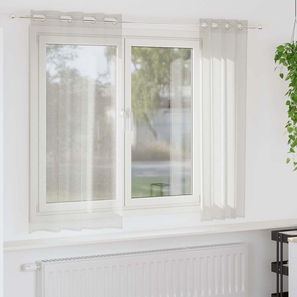 vidaXL Voile-Vorhang mit Vorhängen 2 pcs Creme 175 x 140 cm Polyester
