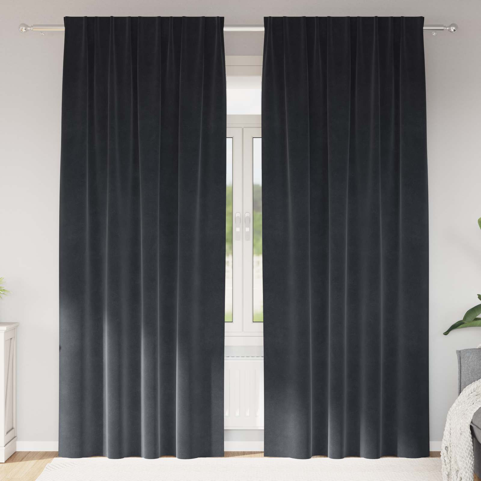 vidaXL Verdunkelungsvorhänge 2 pcs Dunkelgrau 140 x 260 cm Samt