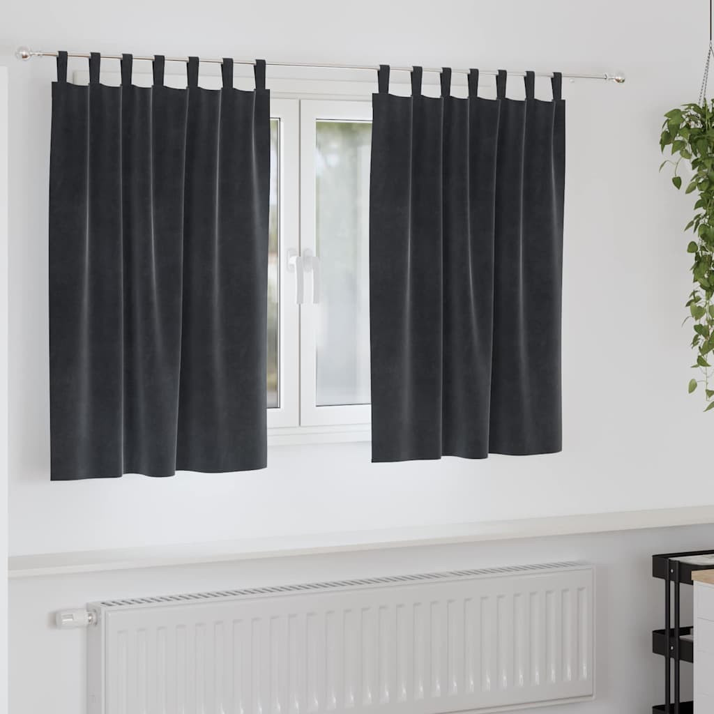 vidaXL Verdunkelungsvorhänge 2 pcs Dunkelgrau 140 x 140 cm Samt