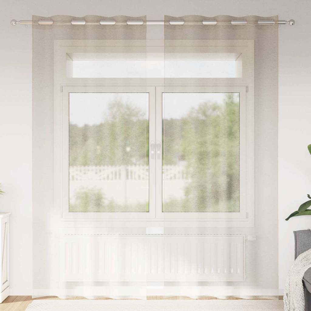 vidaXL Voile-Vorhang mit Vorhängen 2 pcs Sand 245 x 140 cm Polyester