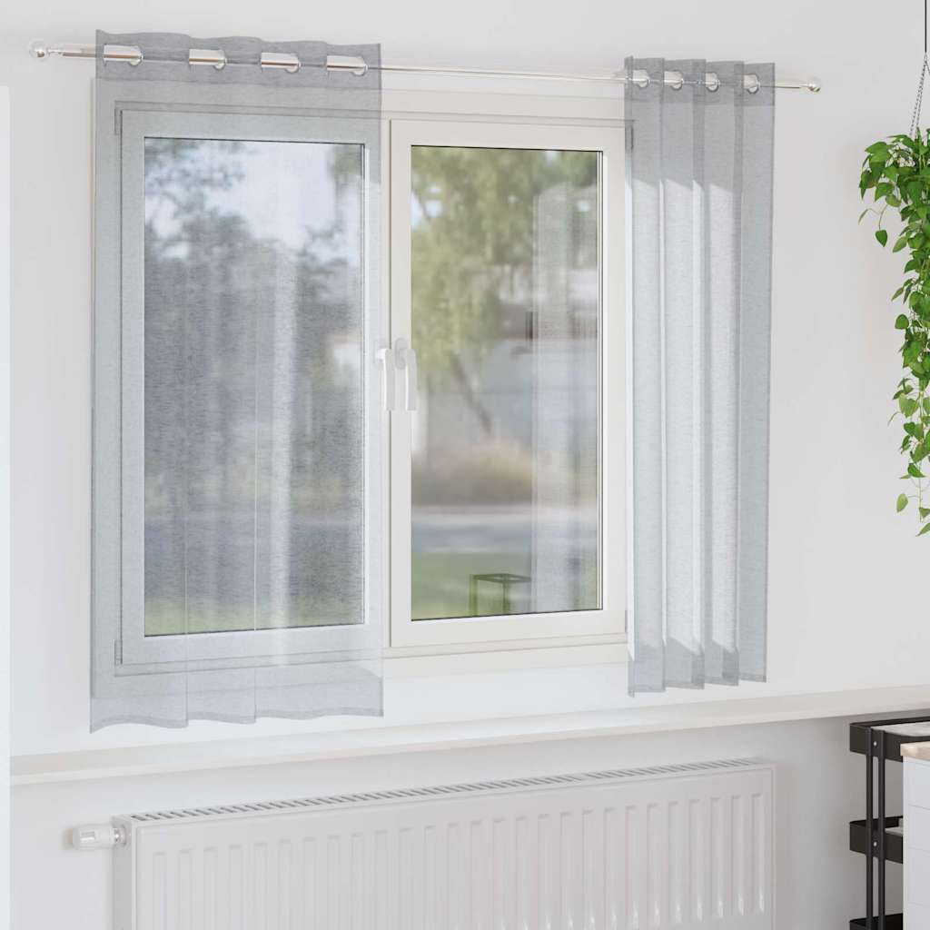 vidaXL Voile-Vorhang 2 pcs Dunkelgrau 175 x 140 cm Polyester