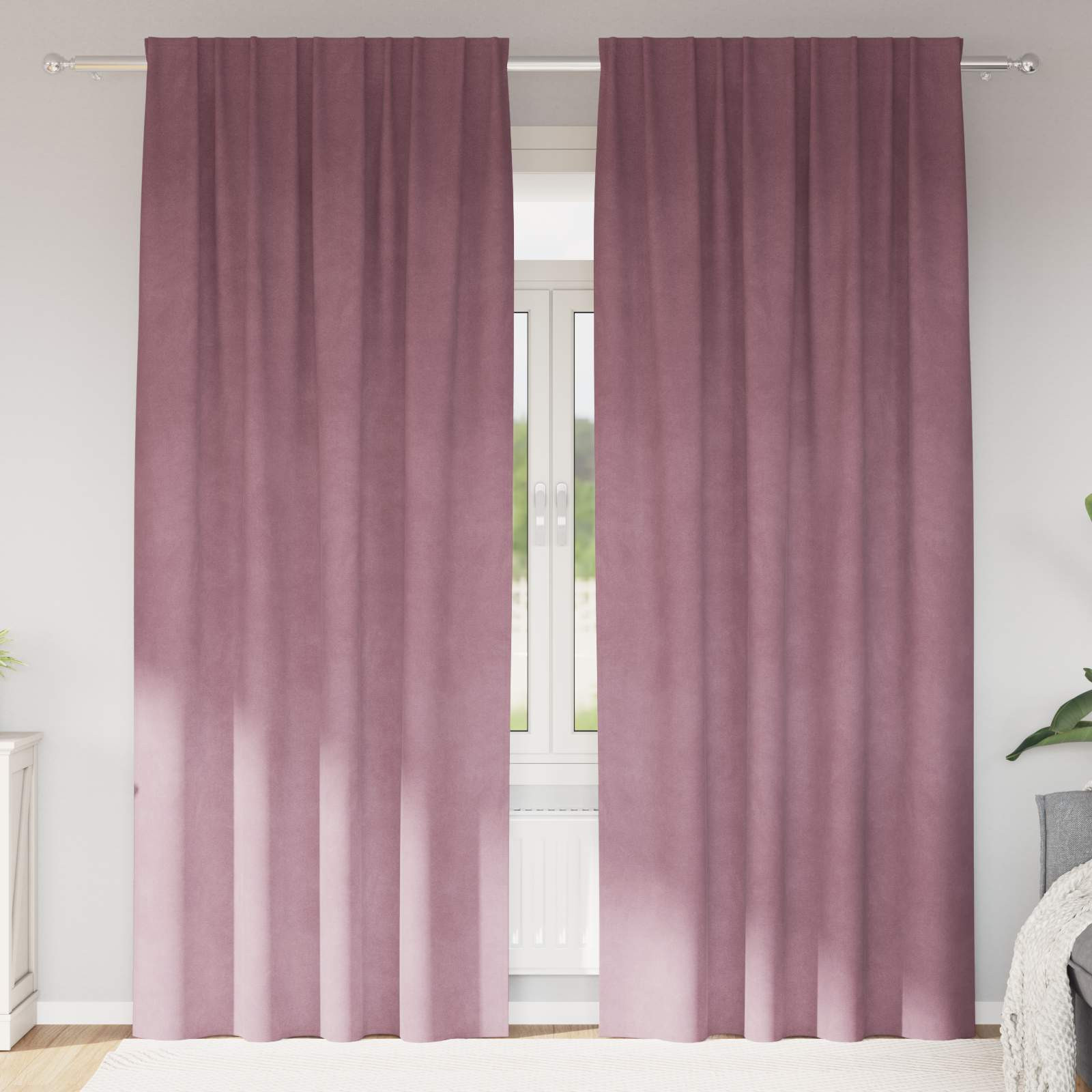 vidaXL Verdunkelungsvorhänge 2 pcs Dunkelrosa 140 x 245 cm Samt