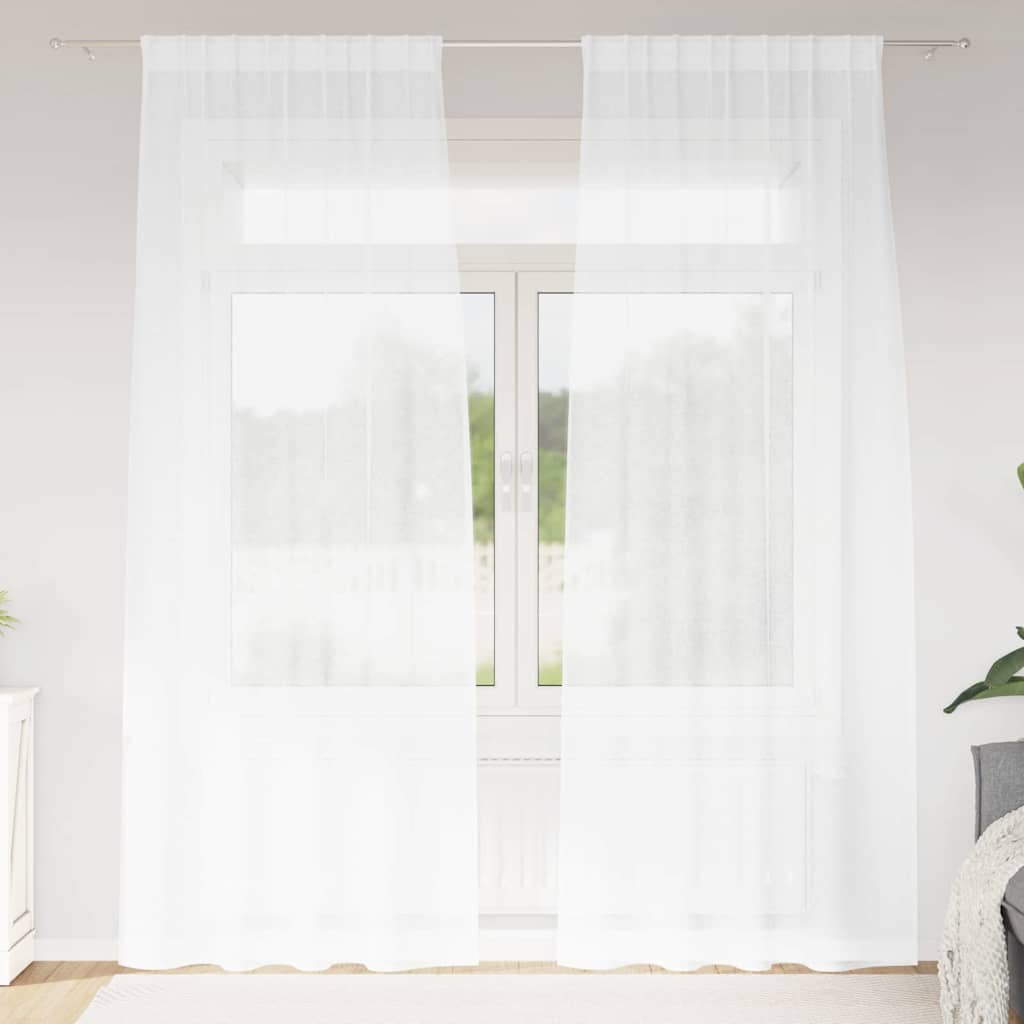 vidaXL Voile-Vorhang mit Vorhängen 2 pcs Weiß 260 x 140 cm Polyester
