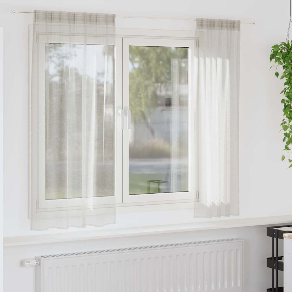 vidaXL Voile-Vorhang mit Vorhängen 2 pcs Creme 175 x 140 cm Polyester