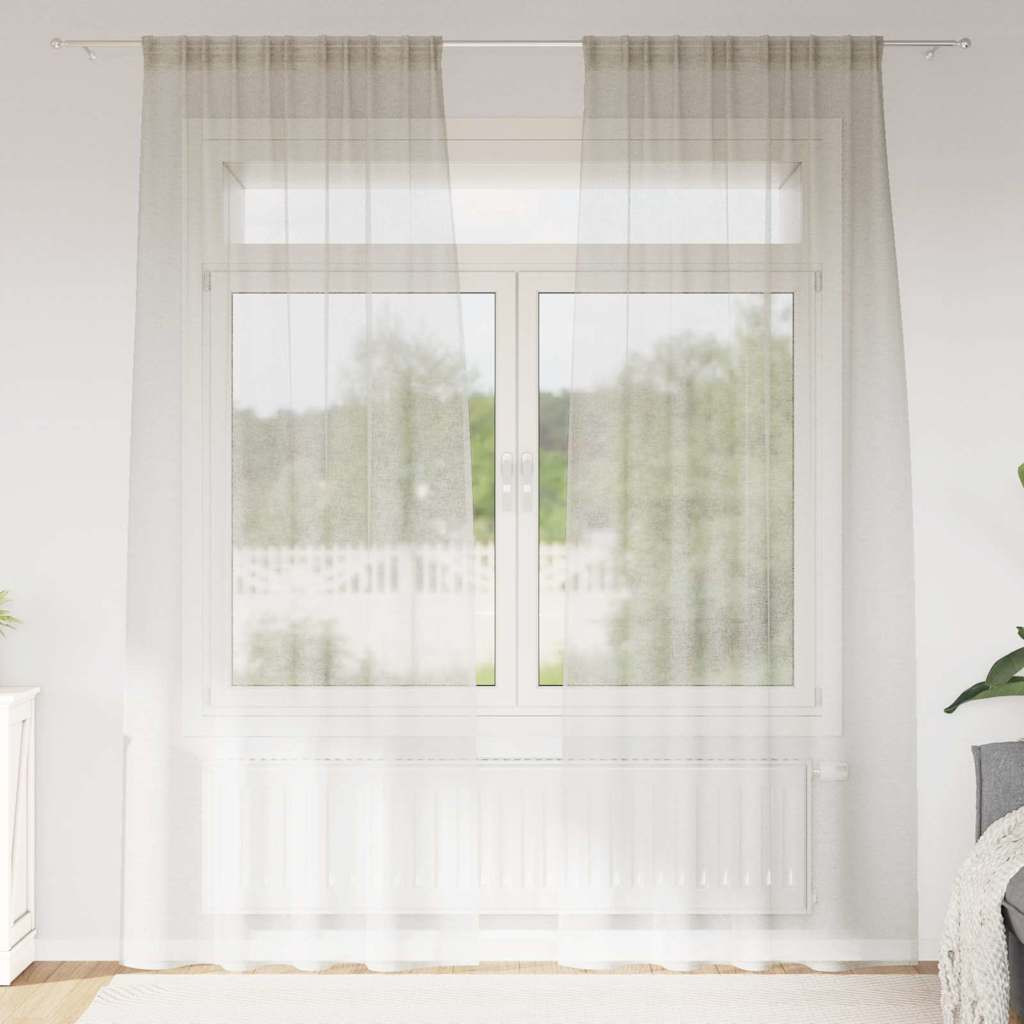 vidaXL Voile-Vorhang mit Vorhängen 2 pcs Creme 225 x 140 cm Polyester