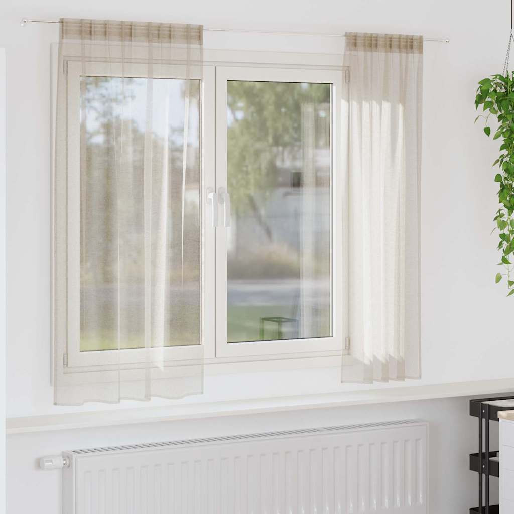 vidaXL Voile-Vorhang mit Vorhängen 2 pcs Sand 175 x 140 cm Polyester
