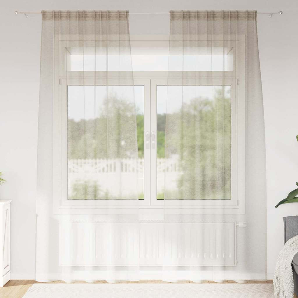 vidaXL Voile-Vorhang mit Vorhängen 2 pcs Sand 245 x 140 cm Polyester
