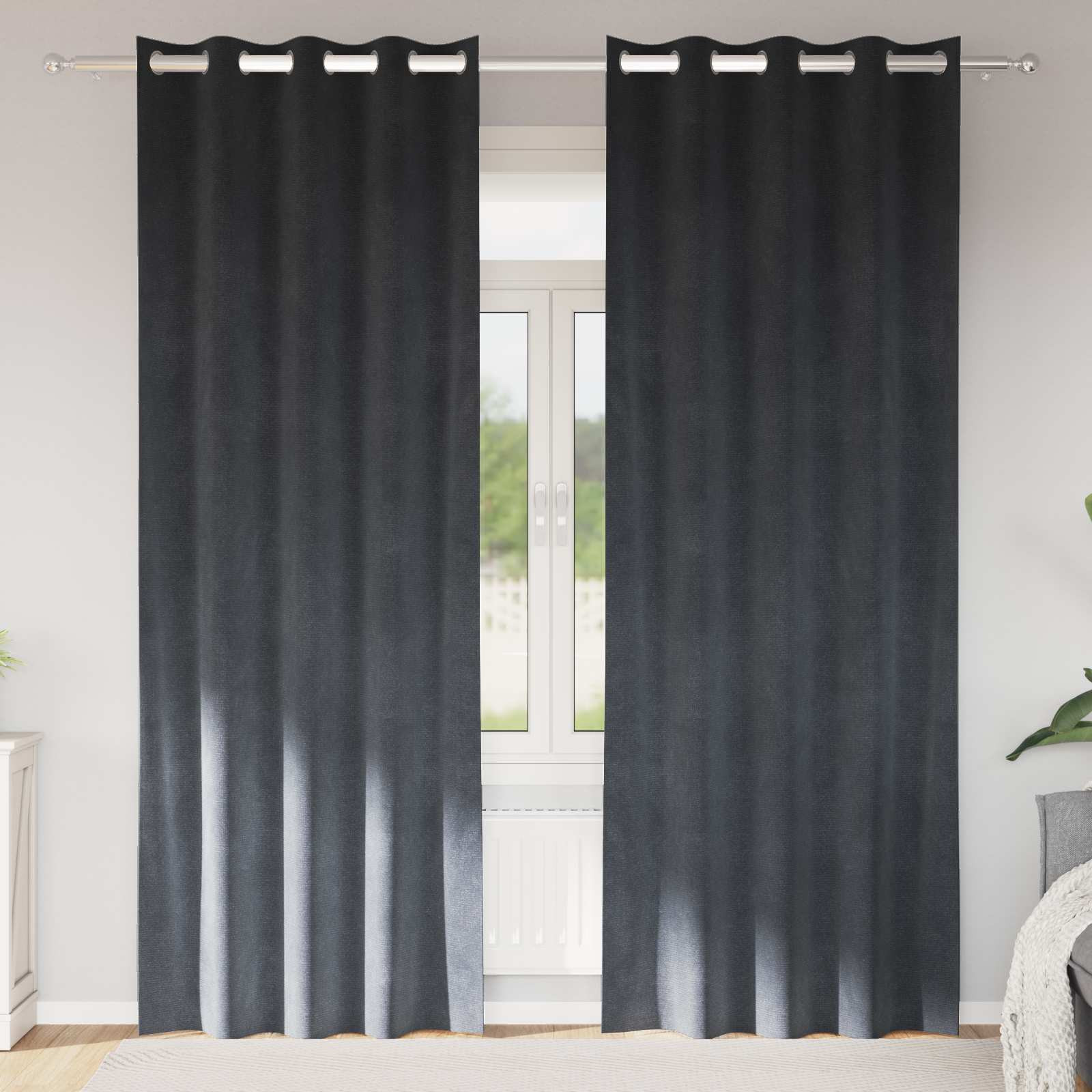 vidaXL Verdunkelungsvorhänge 2 pcs Hellgrau 140 x 260 cm Samt