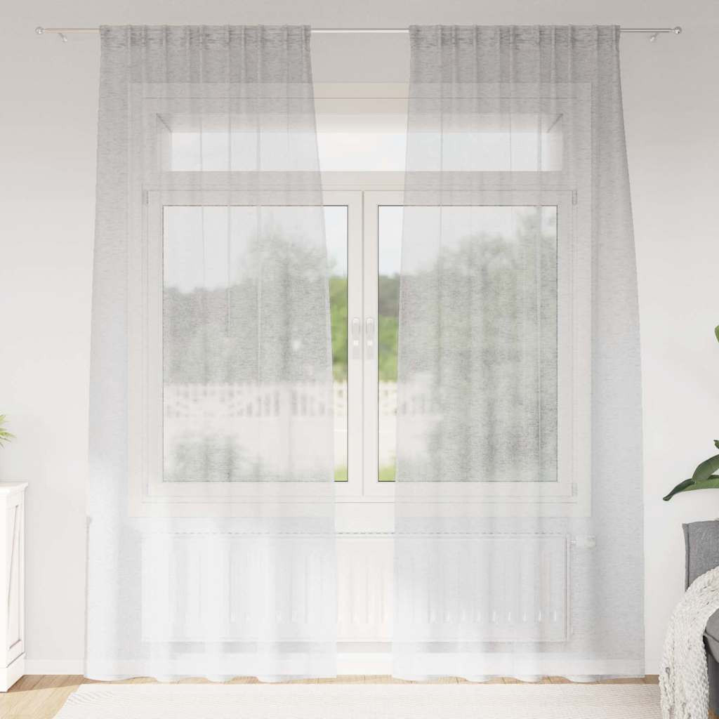 vidaXL Voile-Vorhang 2 pcs Hellgrau 245 x 140 cm Polyester