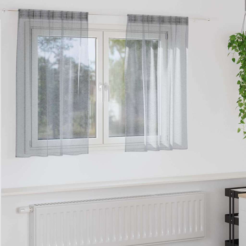 vidaXL Voile-Vorhang 2 pcs Dunkelgrau 140 x 140 cm Polyester