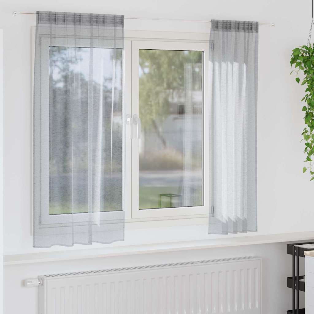 vidaXL Voile-Vorhang 2 pcs Dunkelgrau 175 x 140 cm Polyester