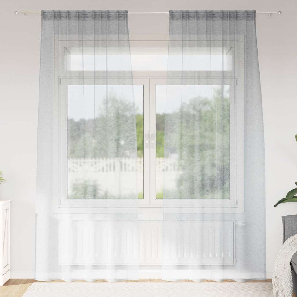 vidaXL Voile-Vorhang 2 pcs Dunkelgrau 260 x 140 cm Polyester