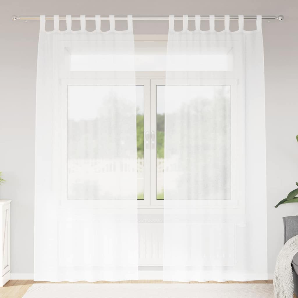 vidaXL Voile-Vorhang mit Vorhängen 2 pcs Weiß 225 x 140 cm Polyester