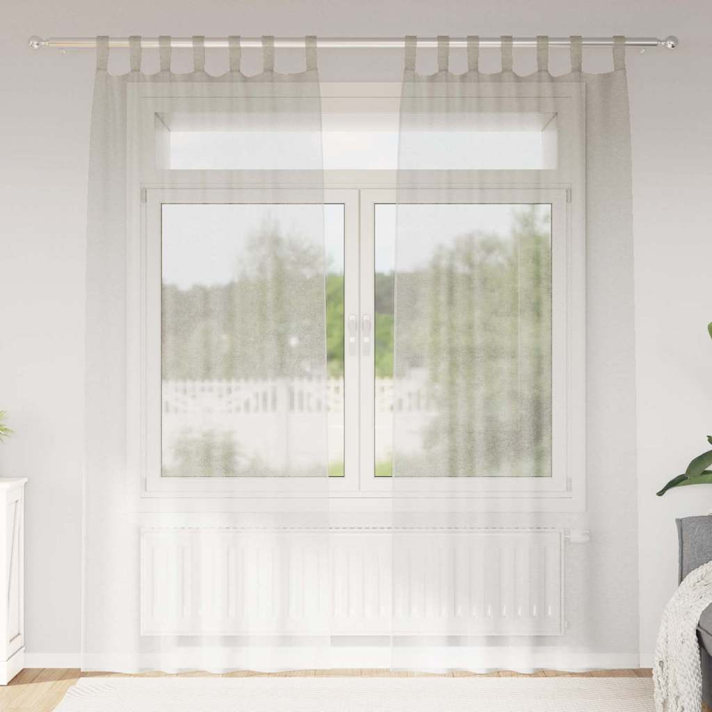 vidaXL Voile-Vorhang mit Vorhängen 2 pcs Creme 245 x 140 cm Polyester
