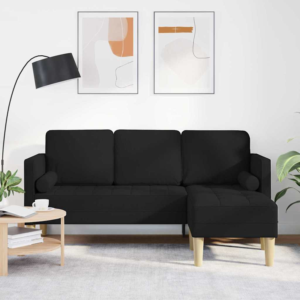 vidaXL Sofa Set mit Kissen Schwarz Polyester