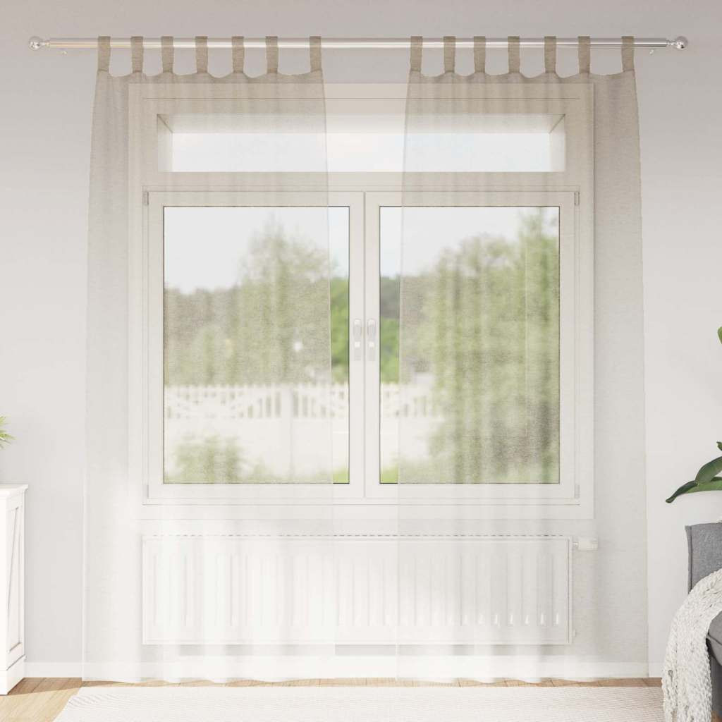 vidaXL Voile-Vorhang mit Vorhängen 2 pcs Sand 245 x 140 cm Polyester