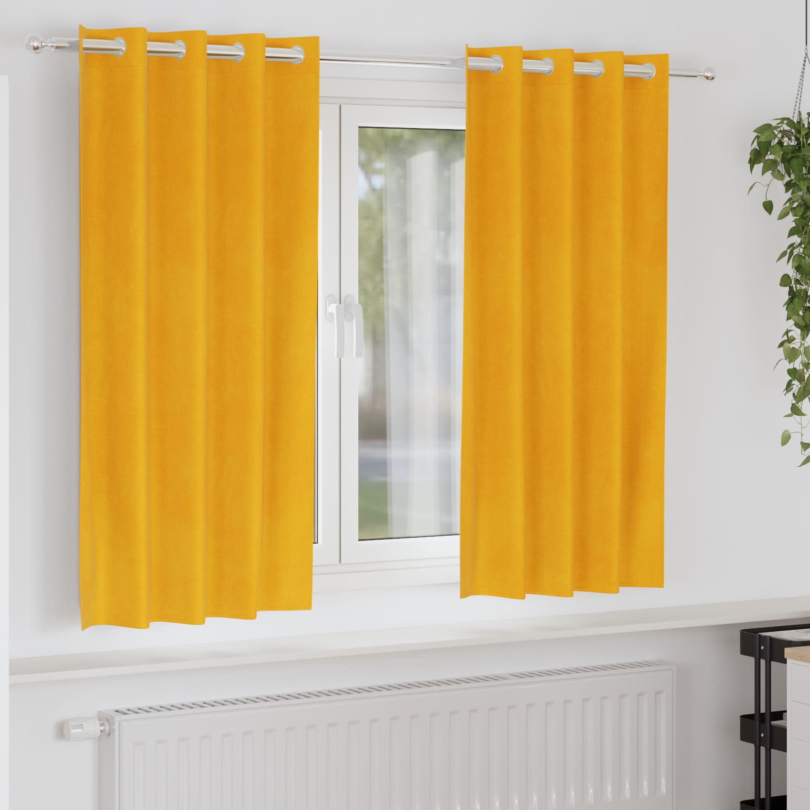 vidaXL Verdunkelungsvorhänge 2 pcs Senfgelb 140 x 175 cm Samt