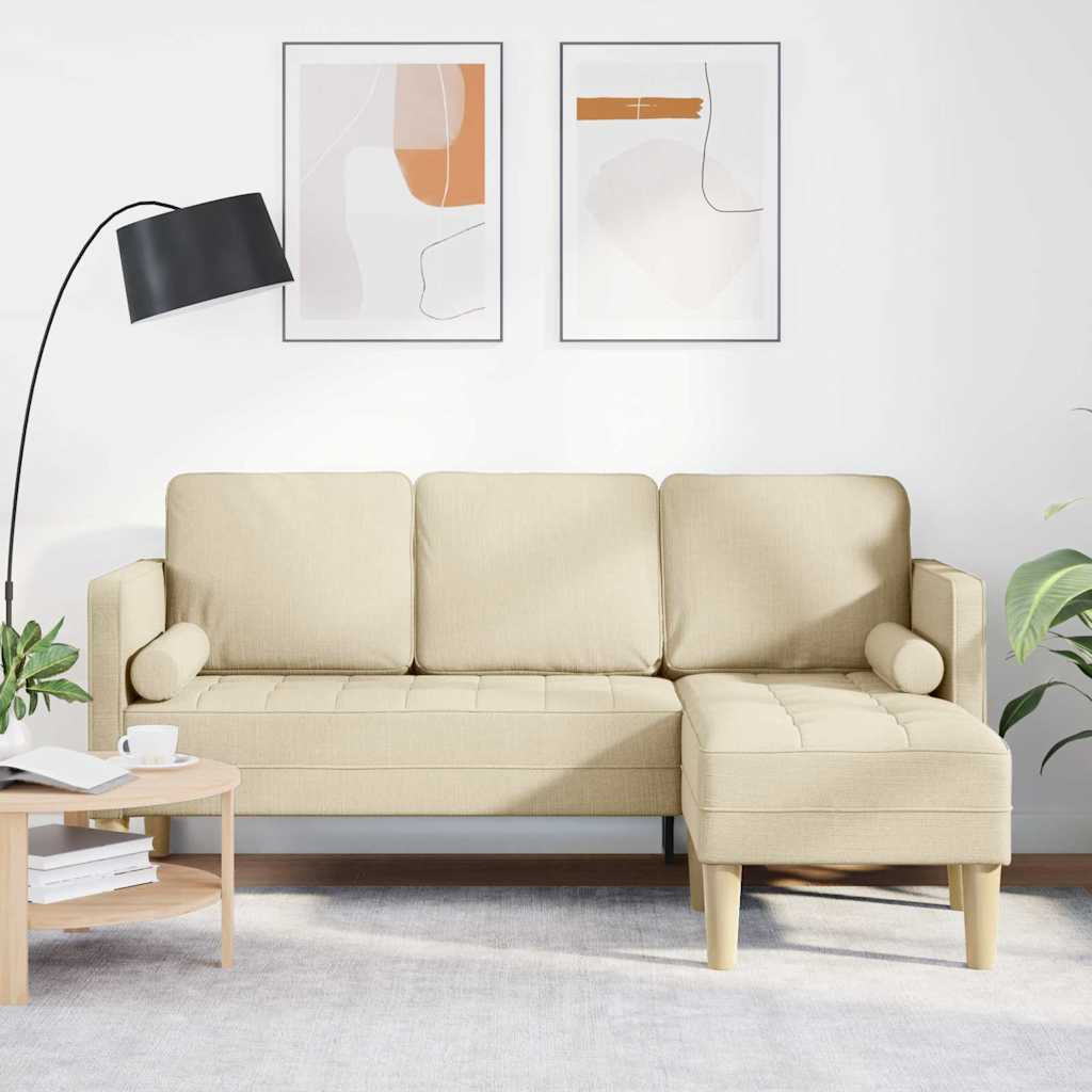 vidaXL Sofa Set mit Kissen Creme Polyester