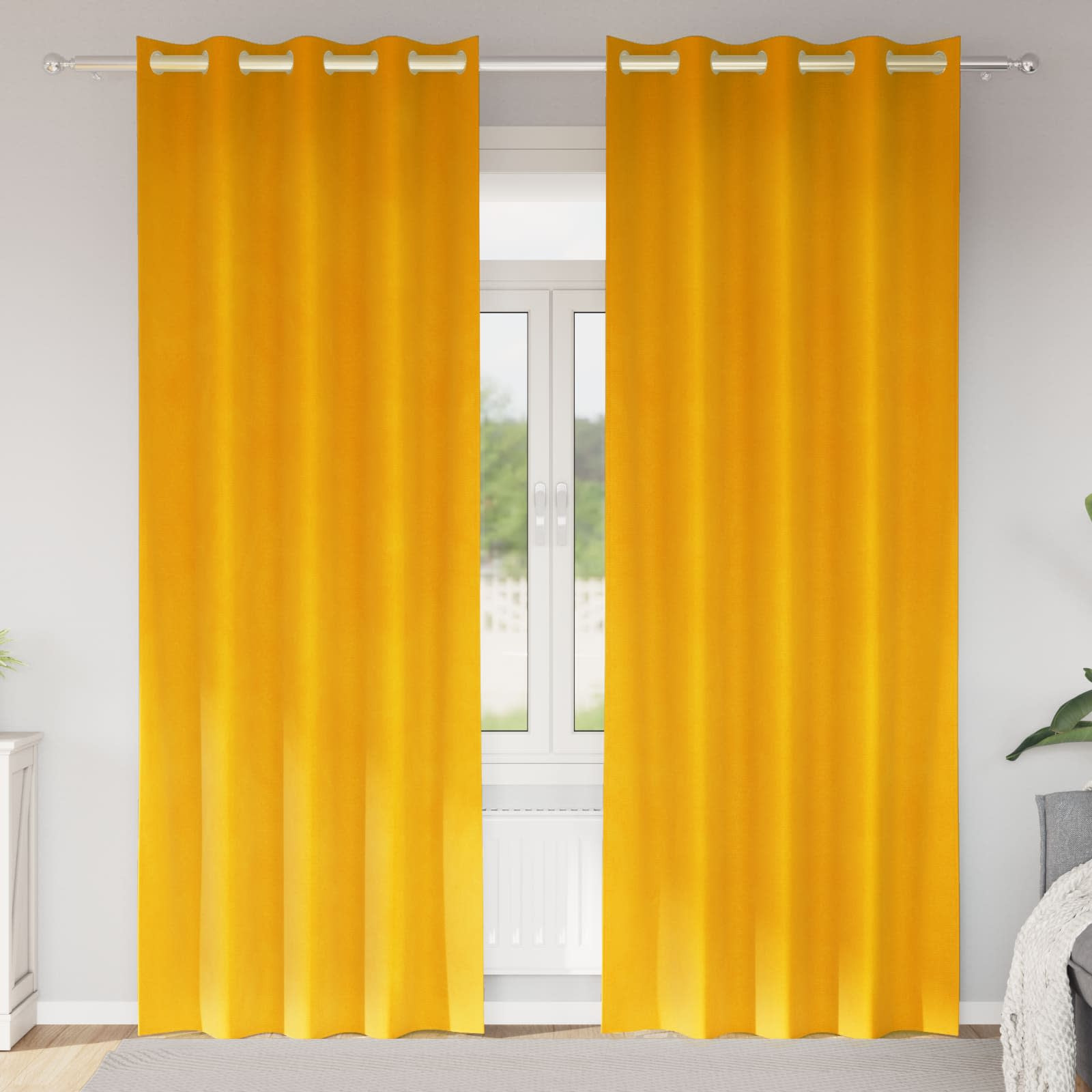 vidaXL Verdunkelungsvorhänge 2 pcs Senfgelb 140 x 245 cm Samt