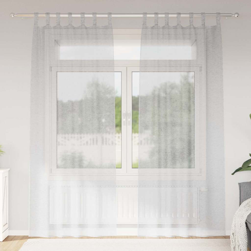 vidaXL Voile-Vorhang 2 pcs Hellgrau 245 x 140 cm Polyester