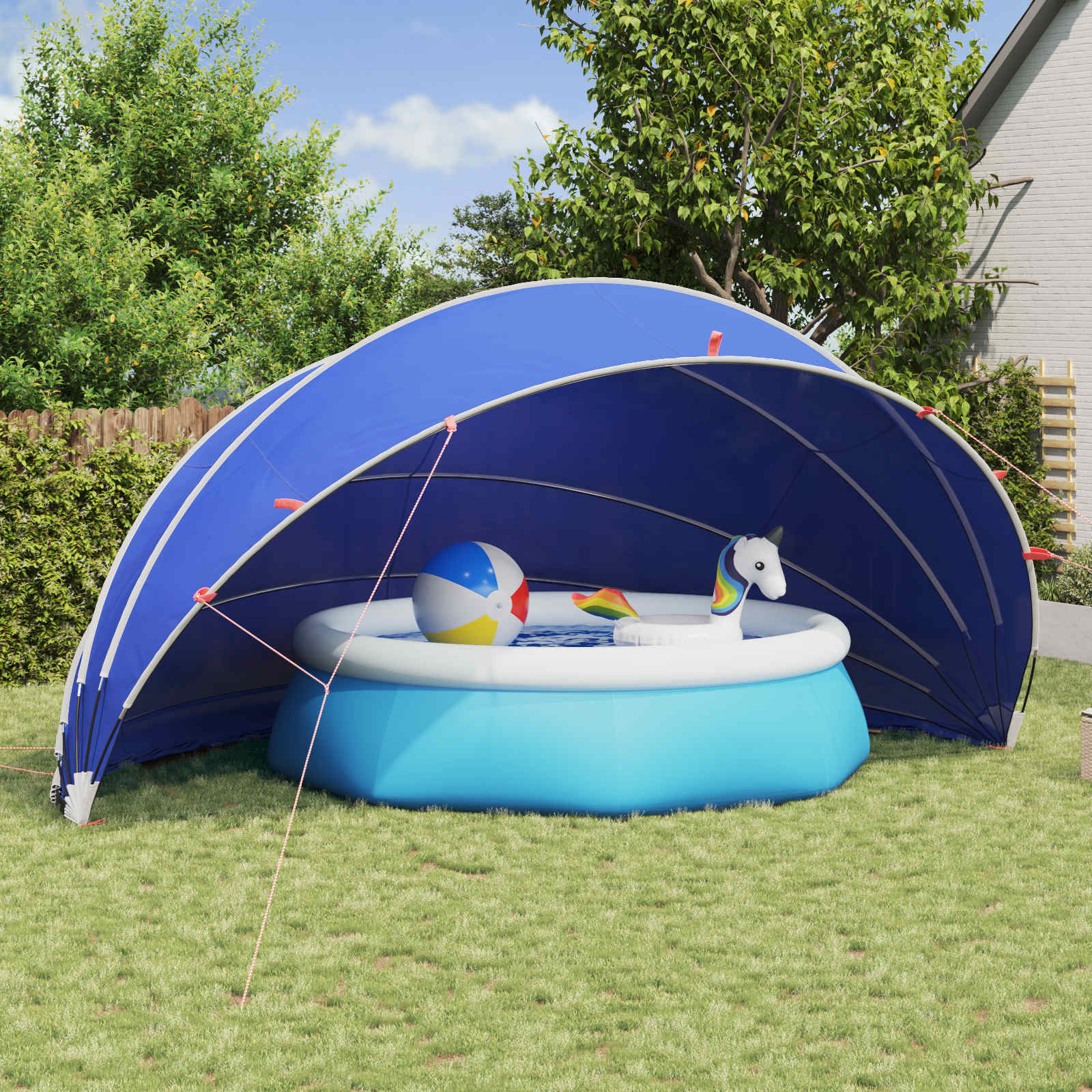vidaXL Pool-Dome 592 x 590 x 275 cm 185T Polyester mit PU-Beschichtung