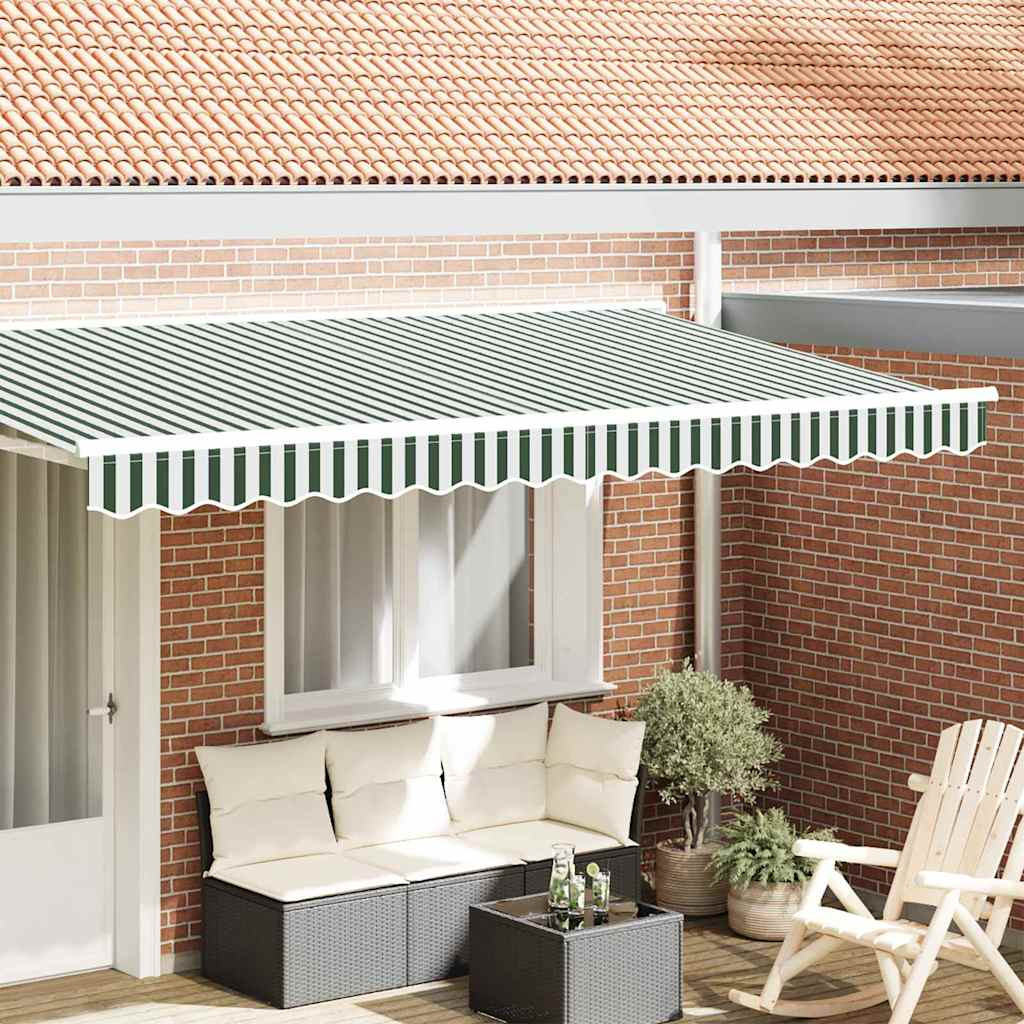 vidaXL Markisenschürzen-Ersatz Grün und Weiß 380 x 20 cm Polyester