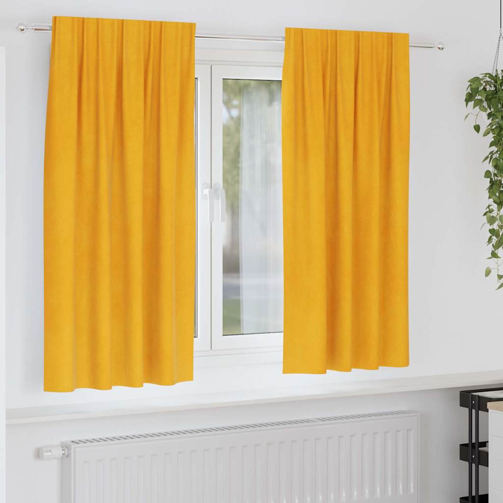 vidaXL Verdunkelungsvorhänge 2 pcs Senfgelb 140 x 175 cm Samt