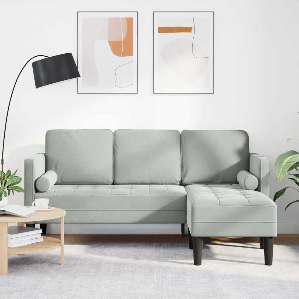vidaXL Sofa Set mit Kissen Hellgrau Polyester