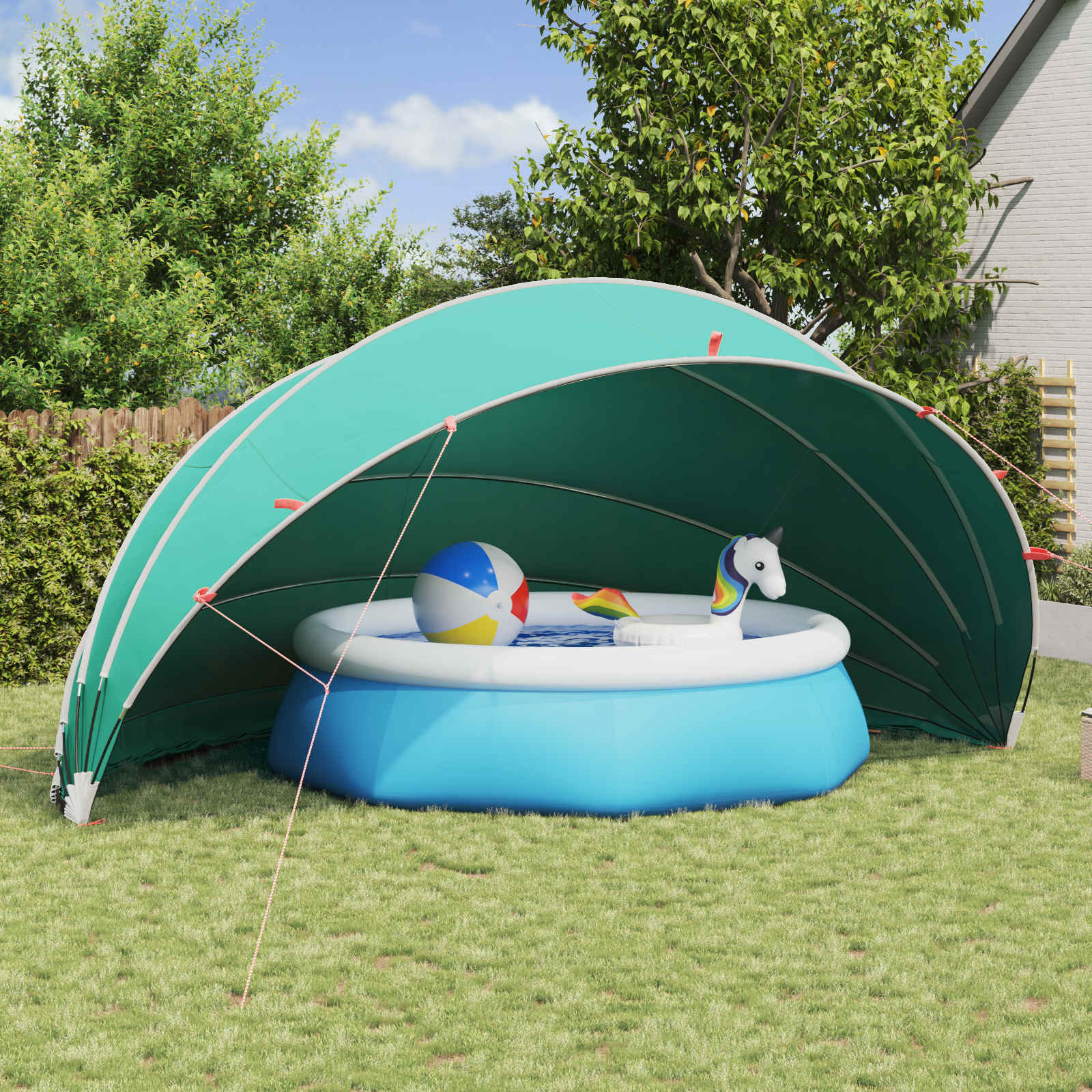 vidaXL Pool-Dome 592 x 590 x 275 cm 185T Polyester mit PU-Beschichtung
