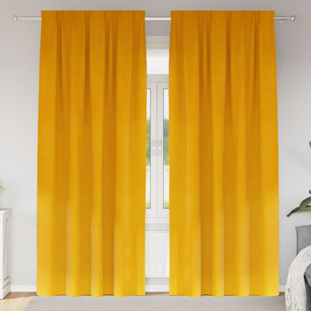 vidaXL Verdunkelungsvorhänge 2 pcs Senfgelb 140 x 260 cm Samt