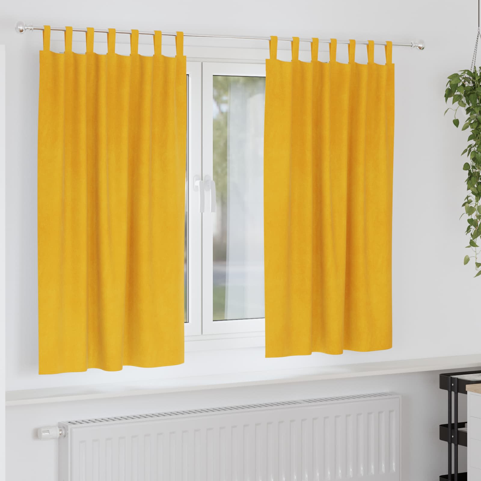 vidaXL Verdunkelungsvorhänge 2 pcs Senfgelb 140 x 175 cm Samt