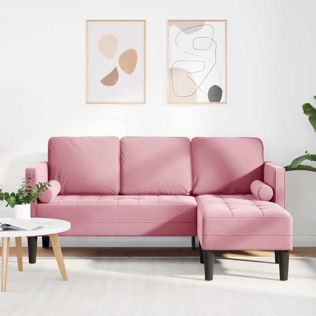 vidaXL Sofa Set mit Kissen Rosa Polyester
