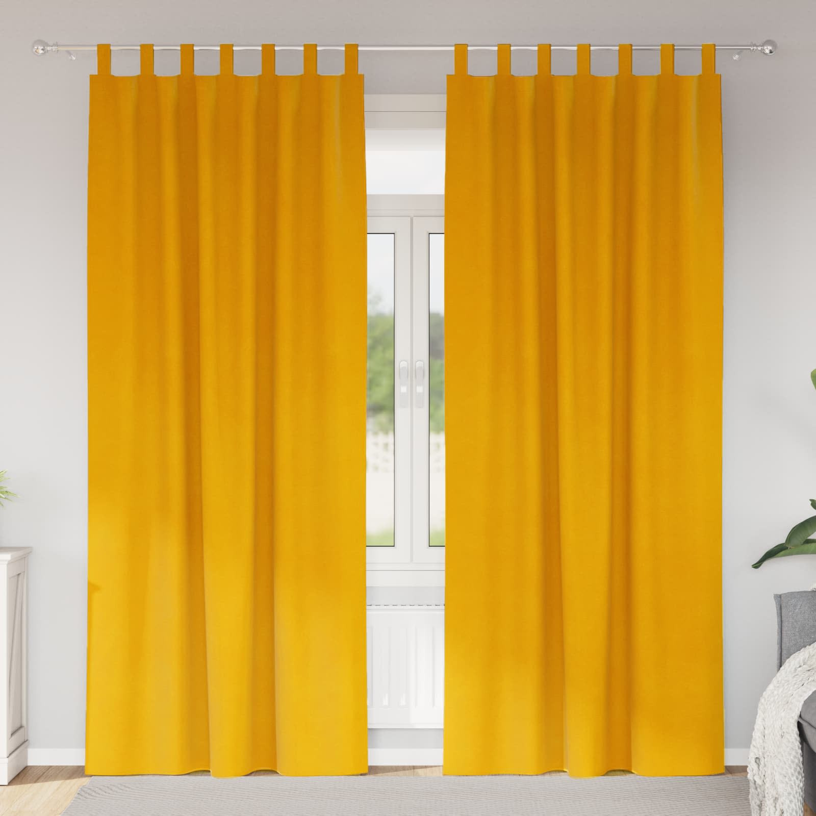vidaXL Verdunkelungsvorhänge 2 pcs Senfgelb 140 x 225 cm Samt