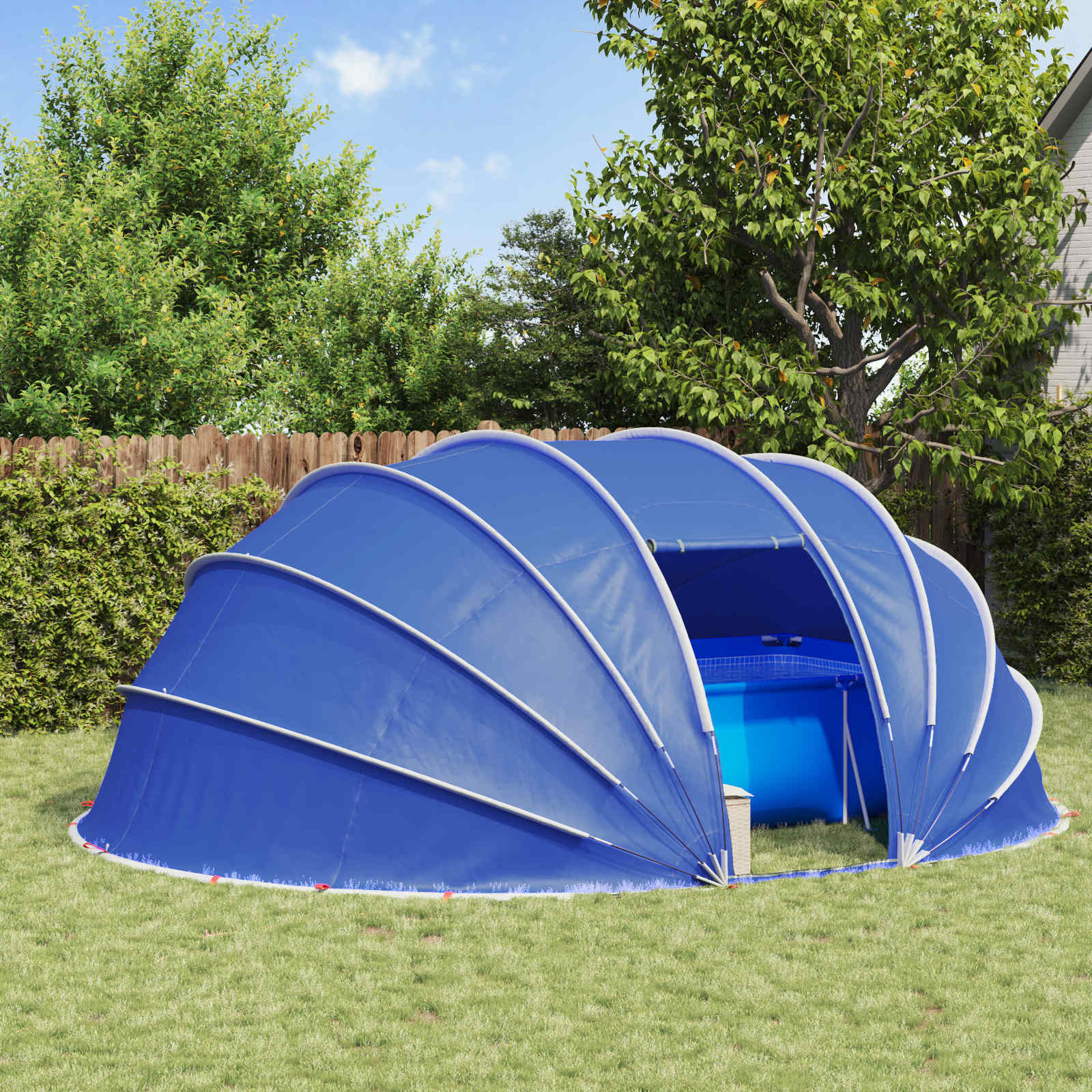 vidaXL Poolzelt Kuppel 538 x 440 x 204 cm Azure Blau