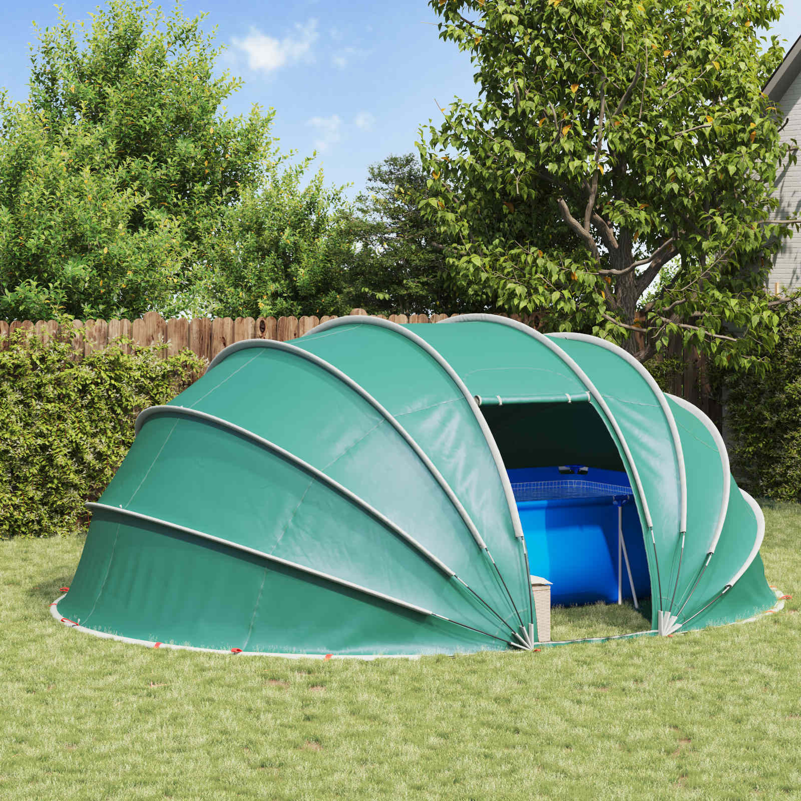 vidaXL Poolzelt Kuppel 538 x 440 x 204 cm Meergrün