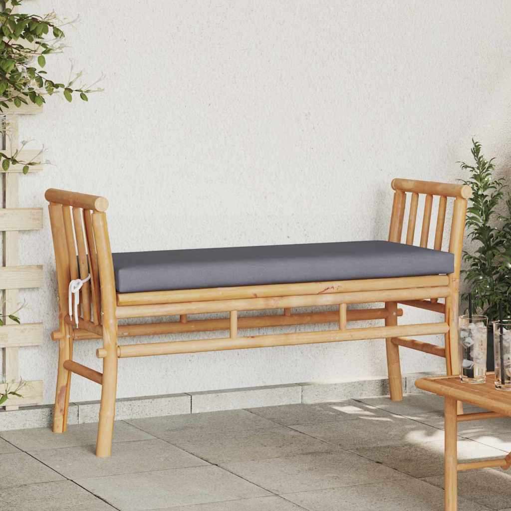 vidaXL Gartenbank mit Kissen Braun 110 x 38 x 65cm Bambus