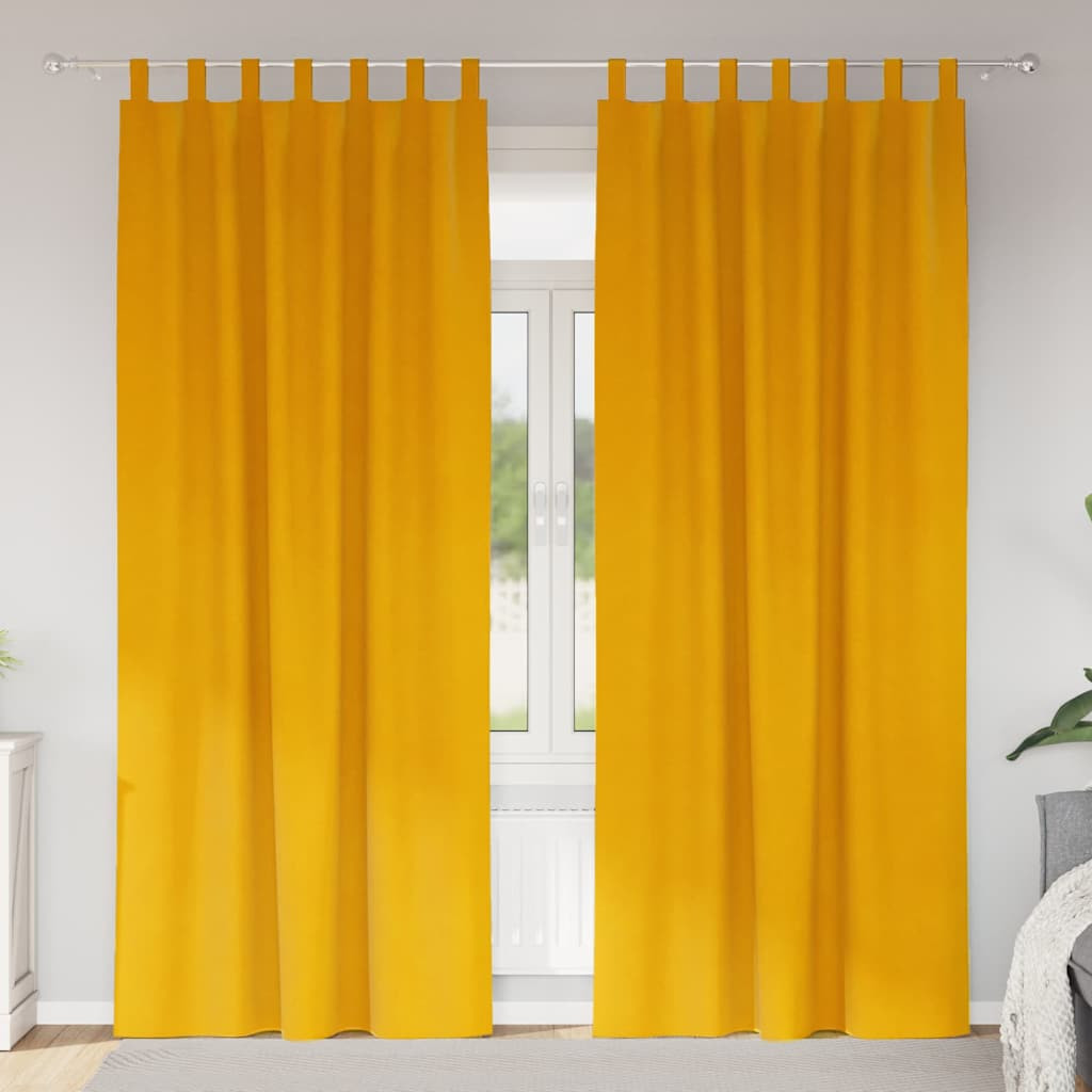vidaXL Verdunkelungsvorhänge 2 pcs Senfgelb 140 x 260 cm Samt