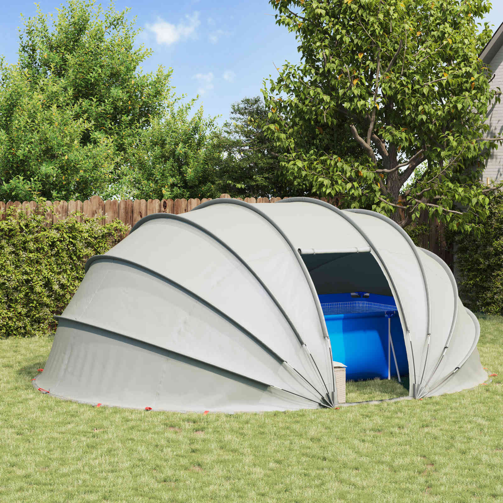 vidaXL Poolzelt Kuppel Grau 538 x 440 x 204 cm