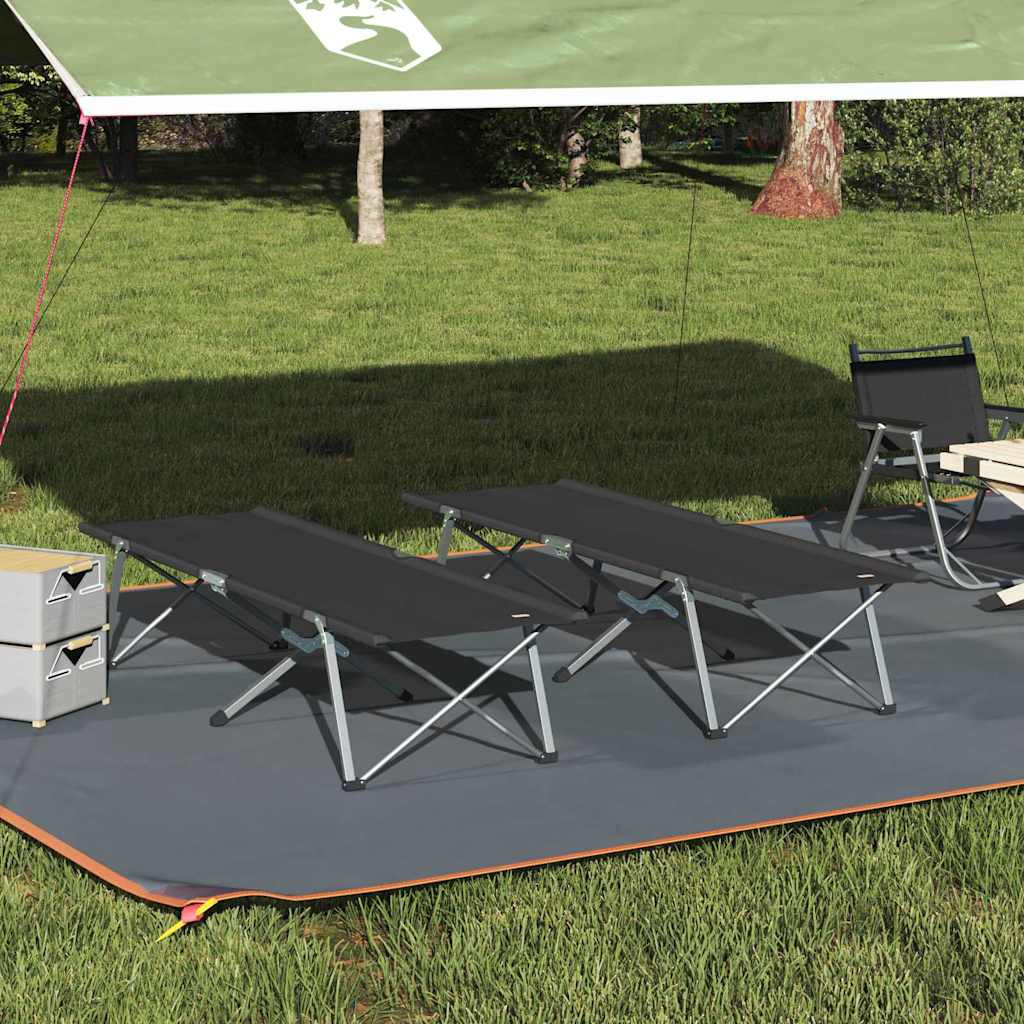 vidaXL Klapp Schlafbett fürs Camping 2 pcs Schwarz Oxford und Stahl