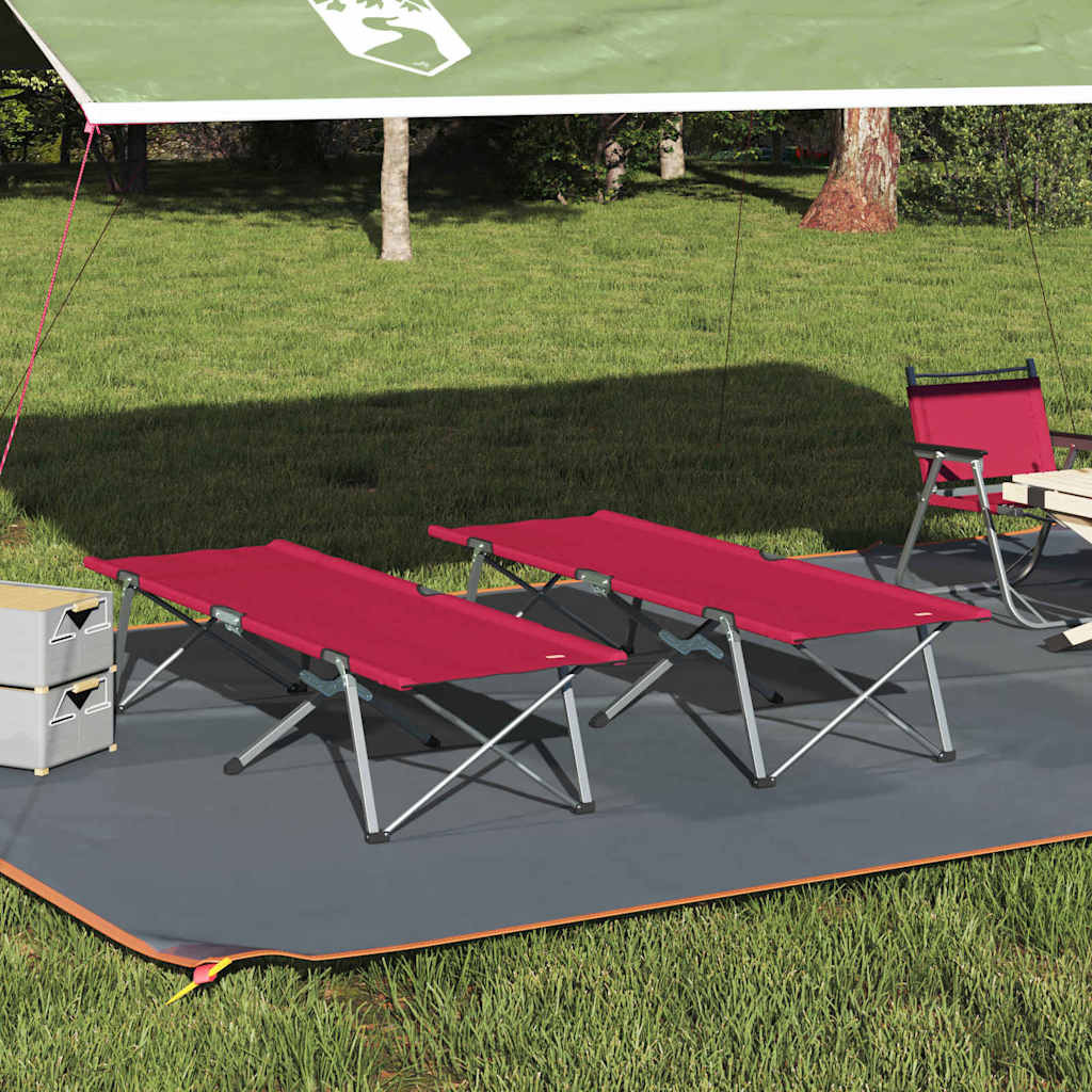 vidaXL Klapp Schlafbett fürs Camping 2 pcs Rot 194 x 62,5 x 42,5 cm