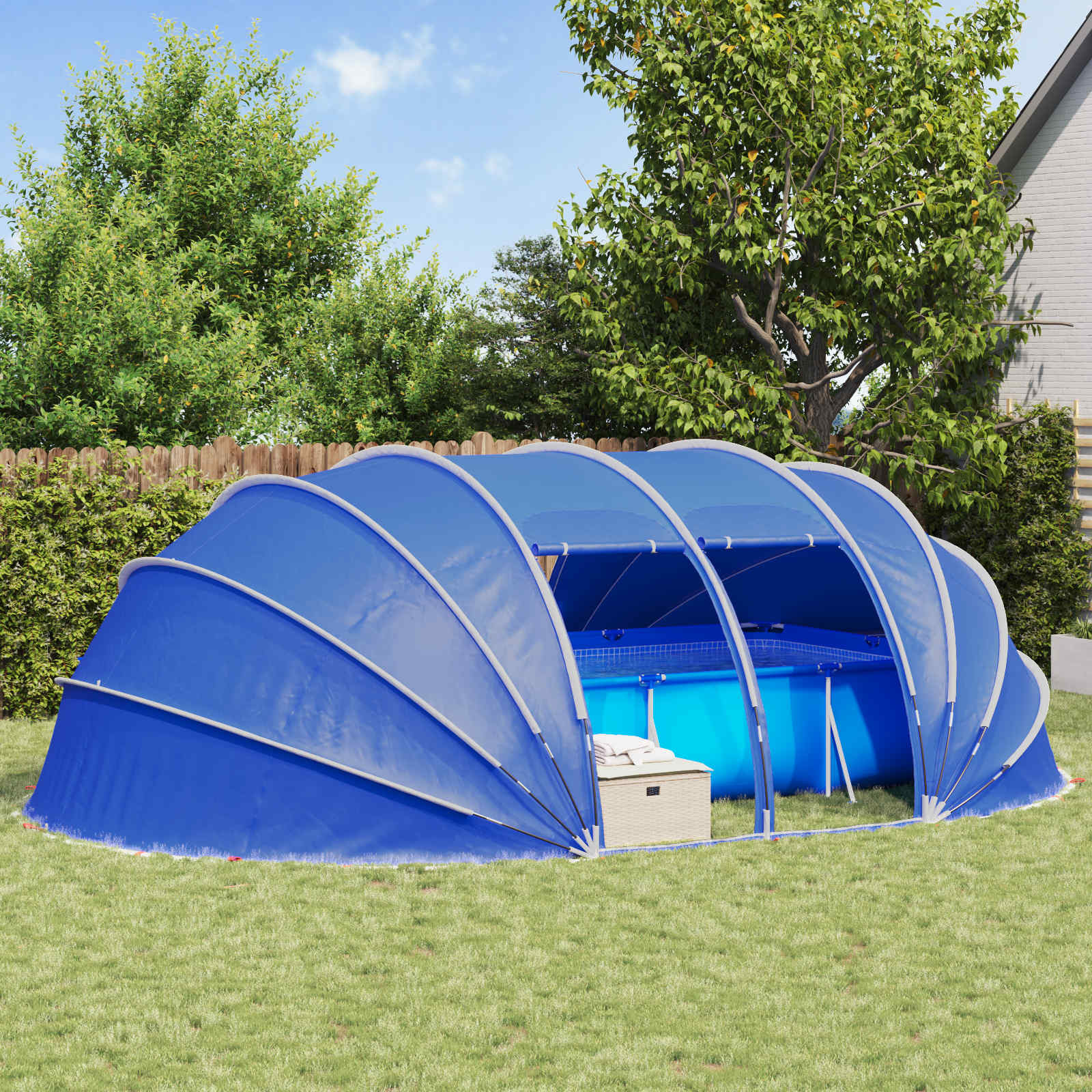 vidaXL Poolzelt Kuppel 640 x 432 x 205 cm Azure Blau