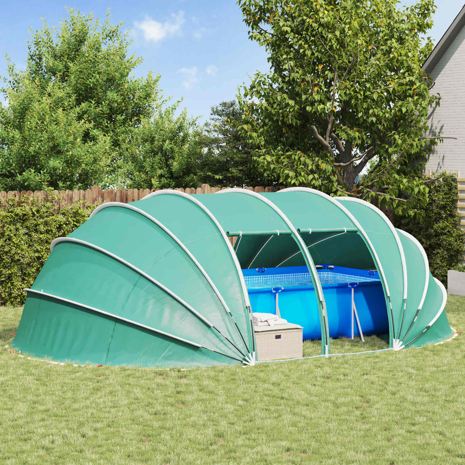 vidaXL Poolzelt Kuppel 640 x 432 x 205 cm Meergrün