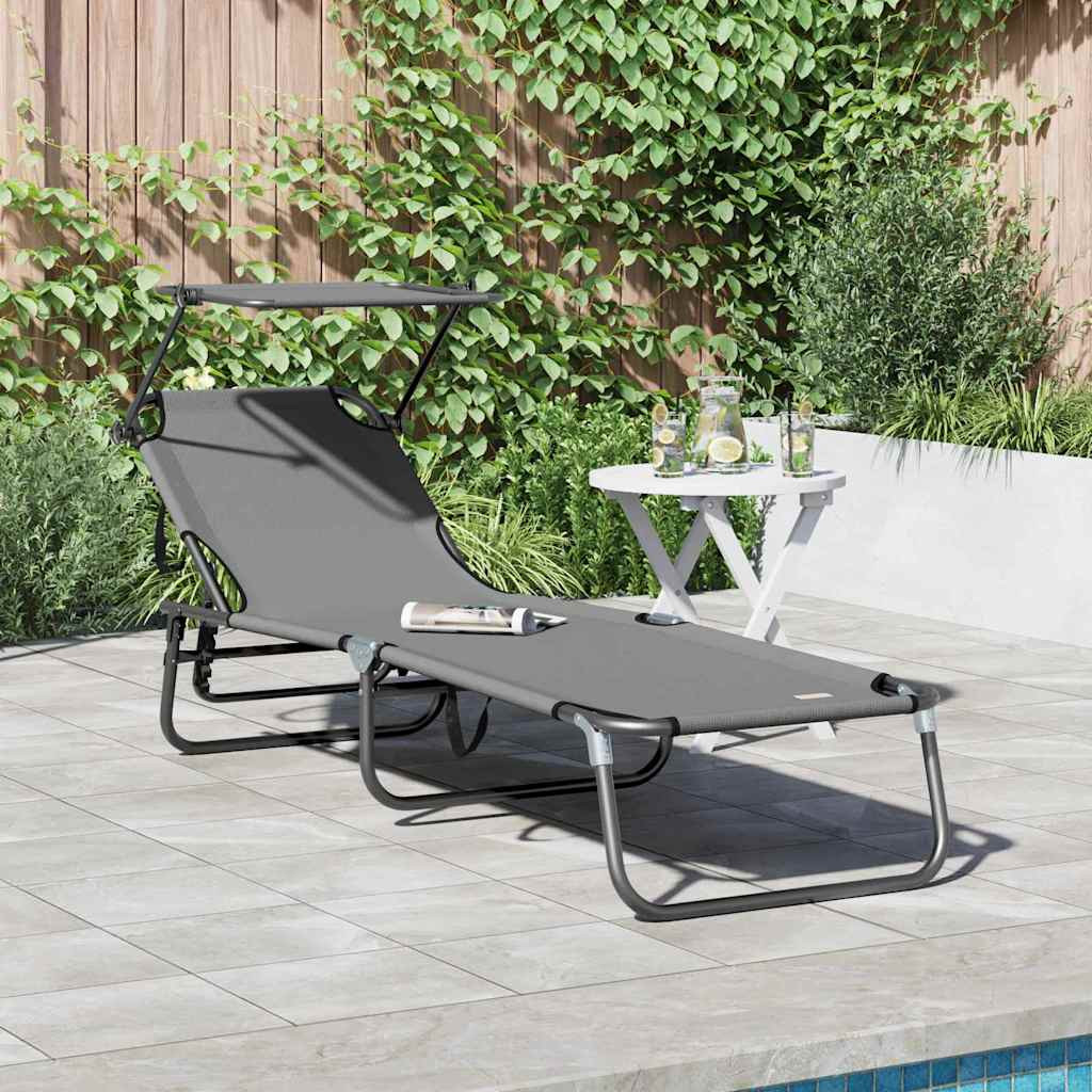 vidaXL Klappbare Sonnenliege Grau 190 x 57 x 81 cm Oxford