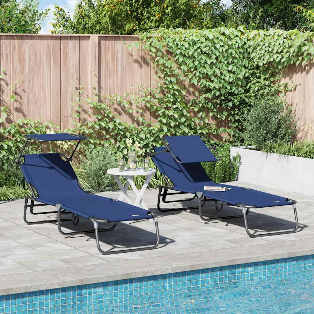 vidaXL Klappbare Sonnenliege 2 pcs Blau 190 x 57 x 81 cm Oxford