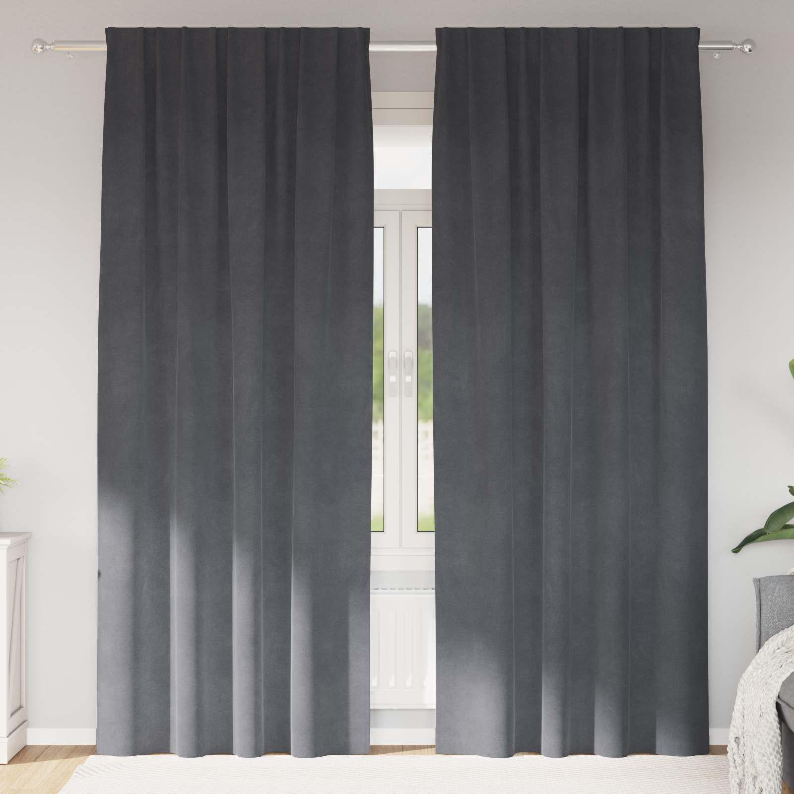 vidaXL Verdunkelungsvorhänge 2 pcs Hellgrau 140 x 260 cm Samt