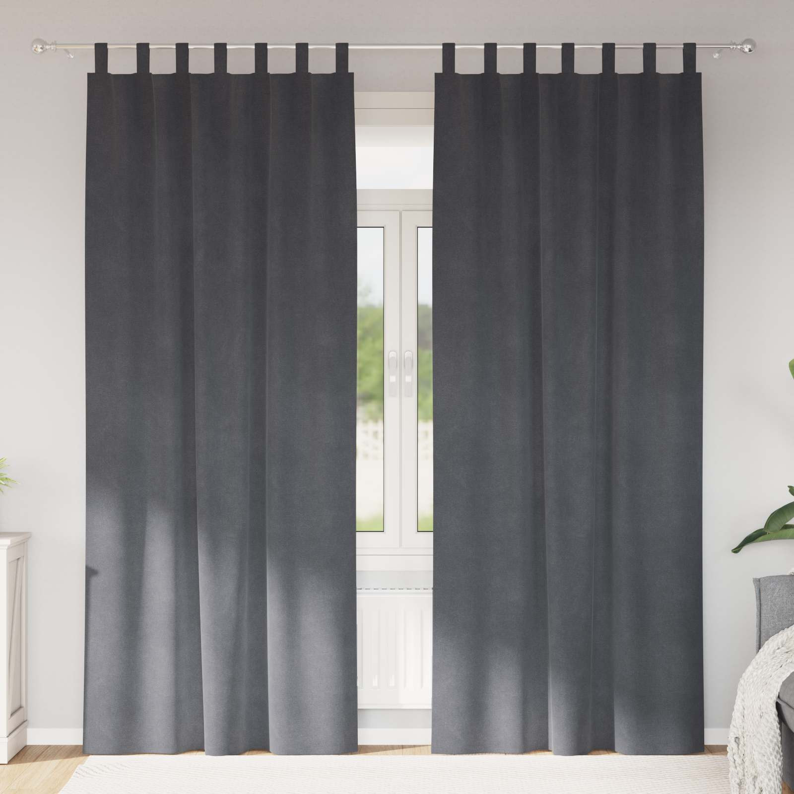 vidaXL Verdunkelungsvorhänge 2 pcs Hellgrau 140 x 225 cm Samt